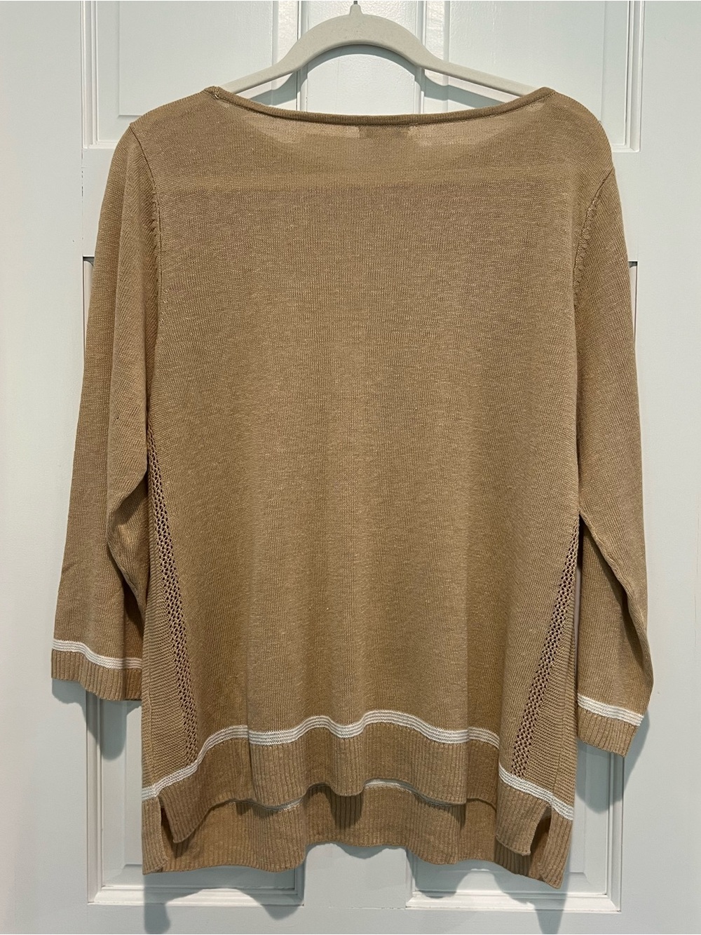 J.Jill Sand & Sea Linen Blend Sweater Large Coastal Lightweight Knit Beach Top - Picture 4 of 6